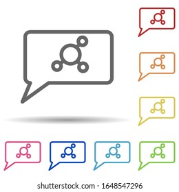 Kommunikation über Wissenschaft in mehrfarbigem Stil Symbol. Einfache dünne Linie, Vektorillustration von Wissenschafts-Icons für i und ux, Website oder mobile Anwendungen