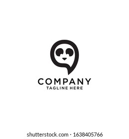 Communication with abstract panda logo design company Premium Vector