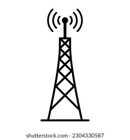 Communication antenna broadcasting information, internet and media concept, isolated icon