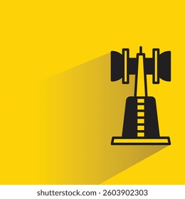 communication antenna icon with shadow yellow background