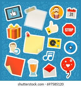Communication app stickers vector set
