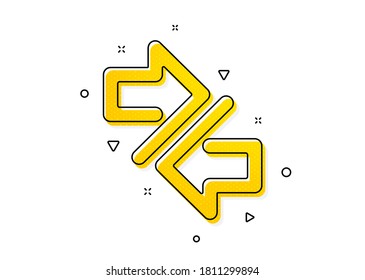 Communication Arrowheads symbol. Synchronize arrows icon. Navigation pointer sign. Yellow circles pattern. Classic synchronize icon. Geometric elements. Vector
