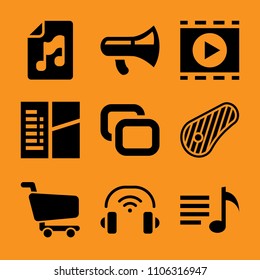 communication, bar, studio, gadget, pictogram and wave icon vector set. Flat vector design with filled icons. Designed for web and software interfaces