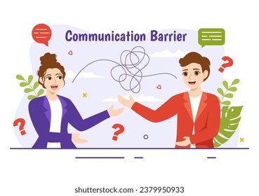 Communication Barrier Vector Illustration with Bad Communications, Disagreements and Problems to Misunderstanding Create Confusion in Flat Background