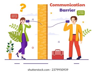 Communication Barrier Vector Illustration with Bad Communications, Disagreements and Problems to Misunderstanding Create Confusion in Flat Background