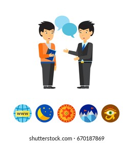 Communication between businessmen icon