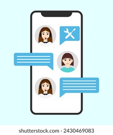 Communication between buyer and manager through messages. Messaging via mobile smartphone