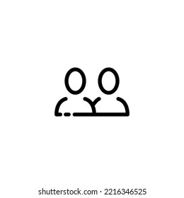 Icono de línea de comunicación entre empleados. Burbujas del habla, intercambio de información, infografía, estadísticas, ayuda visual, crecimiento. Concepto de negocio. Icono de línea negra del vector en fondo blanco