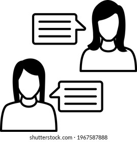 communication between team members concept, hrm symbols on white background, Chat bubble vector icon design, Discussion Session Sign, Corporate communication stock illustration