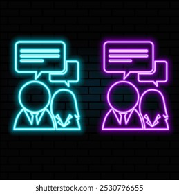 Icono de comunicación entre dos personas. Elementos de conversación y amistad en iconos de estilo neón. Icono simple para Sitios web, Diseño web, App móvil, gráficos de información.5