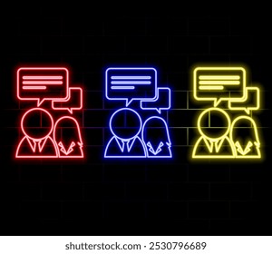 communication between two people icon. Elements of Conversation and Friendship in neon style icons. Simple icon for websites, web design, mobile app, info graphics.