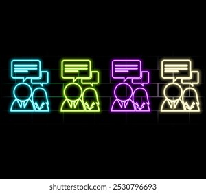 communication between two people icon. Elements of Conversation and Friendship in neon style icons. Simple icon for websites, web design, mobile app, info graphics.3