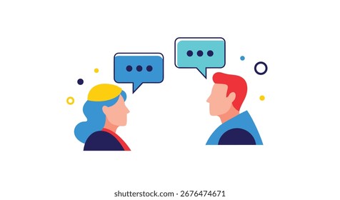 Communication between two people illustrating conversation and understanding the ideas shared