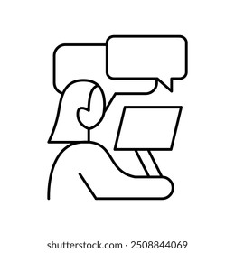 comunicação entre design de vetor de ícone de estrutura de tópicos do trabalhador bom para aplicativo móvel ou web