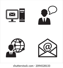 Communication Black Icon Set 