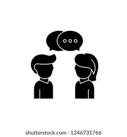 Communication black icon, vector sign on isolated background. Communication concept symbol, illustration 