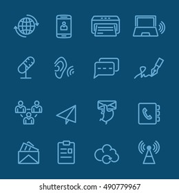 Communication blue line icon