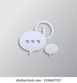 communication, booble paper style icon. Grey color vector background