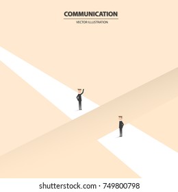 Communication break, problem of business communication. Vector illustration.