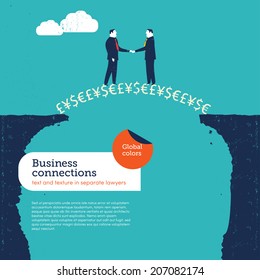 Communication Bridge.
Vector illustration Eps10 file. Global colors. Text and Texture in separate layers. 
