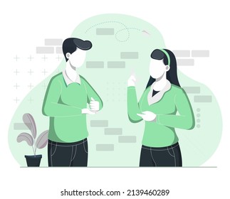 Communication with British Sign Language - Concept Illustration as EPS 10 File