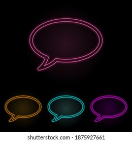 communication bubble color neon set. Simple thin line, outline vector of web icons for ui and ux, website or mobile application