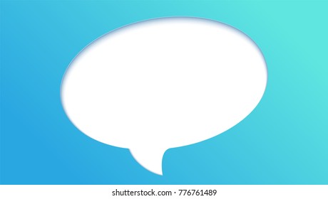 Communication bubble cut out from paper backdrop, idea for banner. Colorful paper speech bubble for card, poster, brochure, flyer, design layout. Carving art, 3d illustration, abstract background