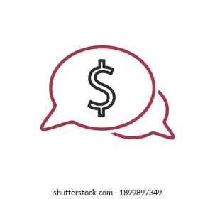 Communication bubble with dollar line and symbol. Currency, business or financial chat symbol, outline style pictogram on white background. Money sign for mobile concept and web design. Vector graphic