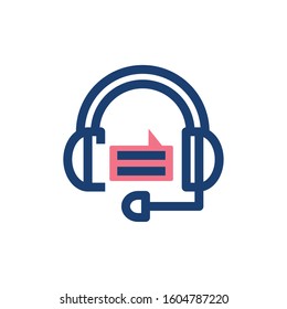 Communication bubble and headphone design, Message discussion conversation talk and technology Vector illustration
