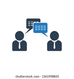 communication bubble icon with two mam