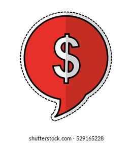 communication bubble with money icon over white background. vector illustration