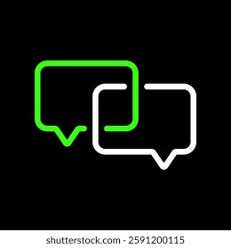 Communication or Bubble speech vector icon in line style design for website, app, UI, isolated on black background. Editable stroke. EPS 10 vector illustration.