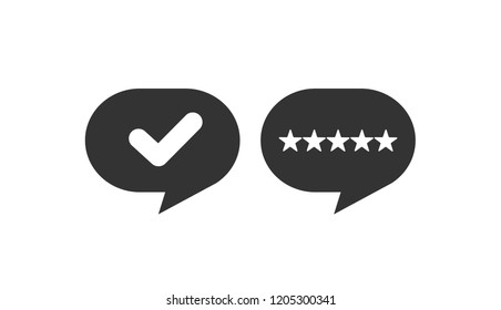Communication bubble with star and check icon