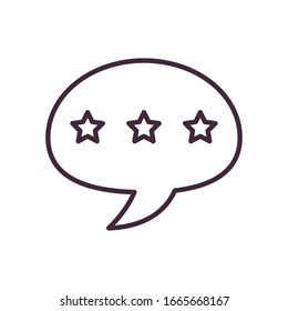 Communication bubble with stars line style icon design, Message discussion conversation talk and technology Vector illustration
