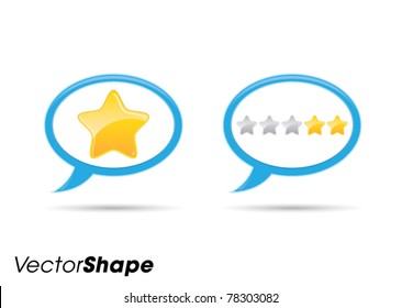 Communication bubble with stars web application icon, rating concept, vector illustration