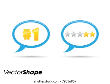 Communication bubble with stars web application icon, rating concept, vector illustration