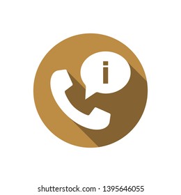 Communication bubble with telephone icon. Call for info icon. Phone icon with speech bubble in trendy flat style. Call icon with message bubble. Call for info symbol