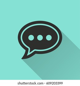 Communication bubble vector icon with long shadow. Illustration isolated for graphic and web design.