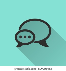 Communication bubble vector icon with long shadow. Illustration isolated for graphic and web design.