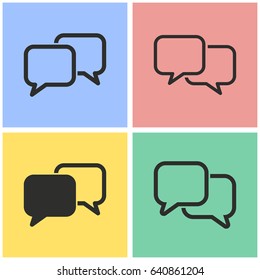 Communication bubble vector icons set. Black illustration isolated for graphic and web design.