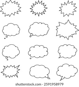 Communication Bubbles: An assortment of cartoon speech bubble shapes that are perfect for graphic design applications and can be used to express a range of ideas and messages.