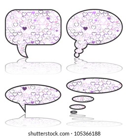 Communication bubbles with hearts, Love icon, vector. Isolated on white