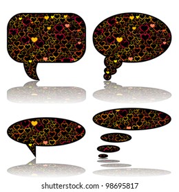 Communication bubbles with hearts, Love icon, vector. Isolated on white