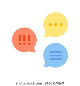 Symbol für Kommunikationsblasen. Idee, Denken, Konversation, Chat, Botschaft, Verbindung, Soziales, Dialogkonzepte. Flache Vektorgrafik Design isolierte Abbildung.