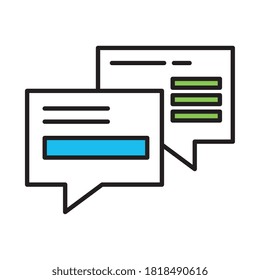 Diseño de iconos de estilo de línea y colores de burbujas de comunicación, conversación de discusión de mensajes y tema de charla Ilustración de vectores