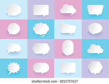 Communication bubbles paper style blue background
