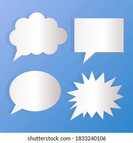 Communication bubbles in paper style on the blue background