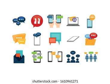 Communication bubbles set design, Message discussion conversation talk and technology Vector illustration