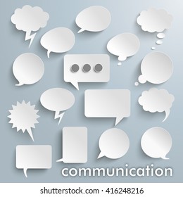 Communication bubbles set on the gray background. Eps 10 vector file.