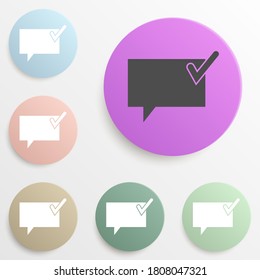 communication bubbles with a sign ok badge color set. Simple glyph, flat vector of web icons for ui and ux, website or mobile application